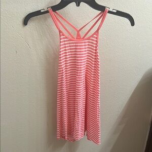 Coral and White Striped Tank Top